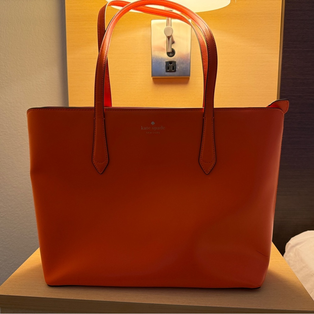 KATE SPADE NEW YORK Leather BREANNA Tote/Shopper/Shoulder Bag ~ Orange WKR00513 - Picture 3 of 6